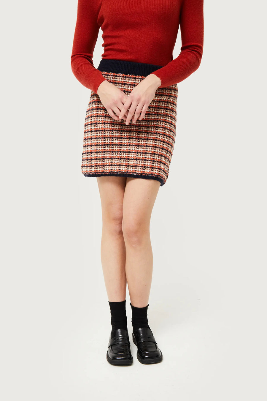 Plaid Print Knit Skirt