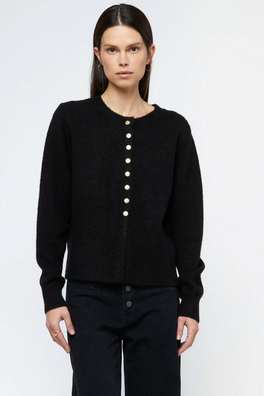 Black jewel button cardigan