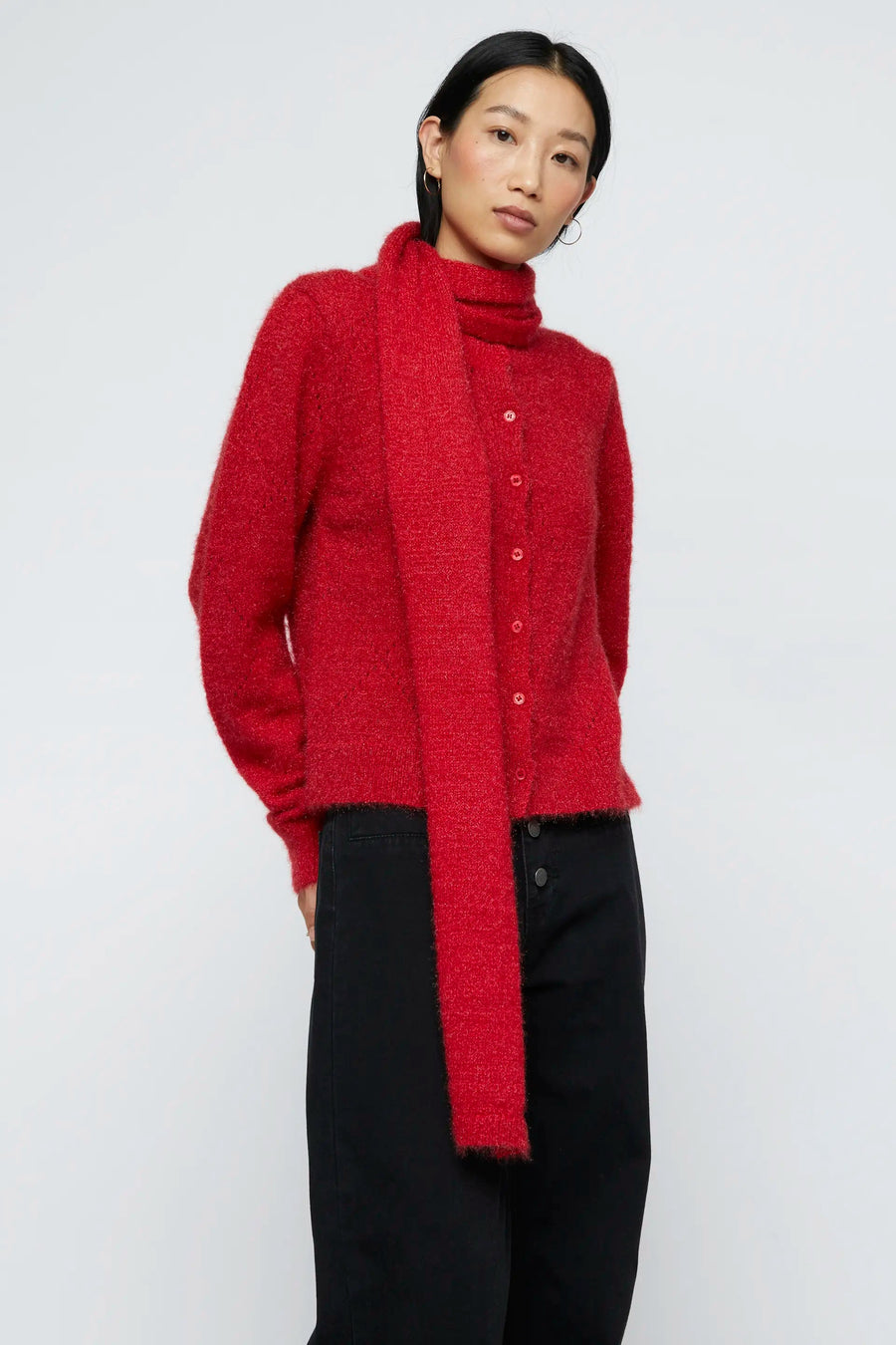 Red soft knit cardigan