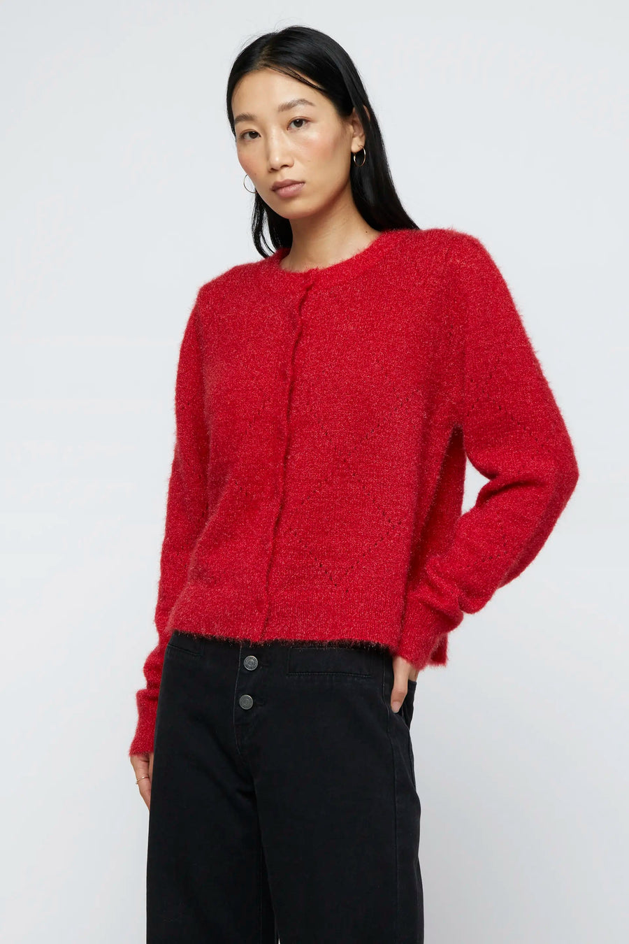 Red soft knit cardigan