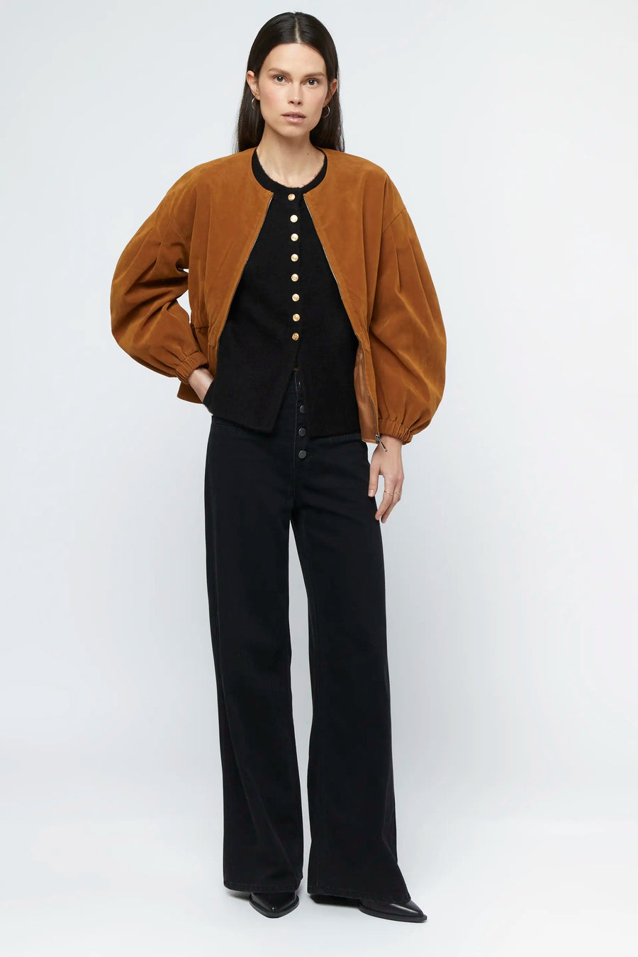 Black jewel button cardigan