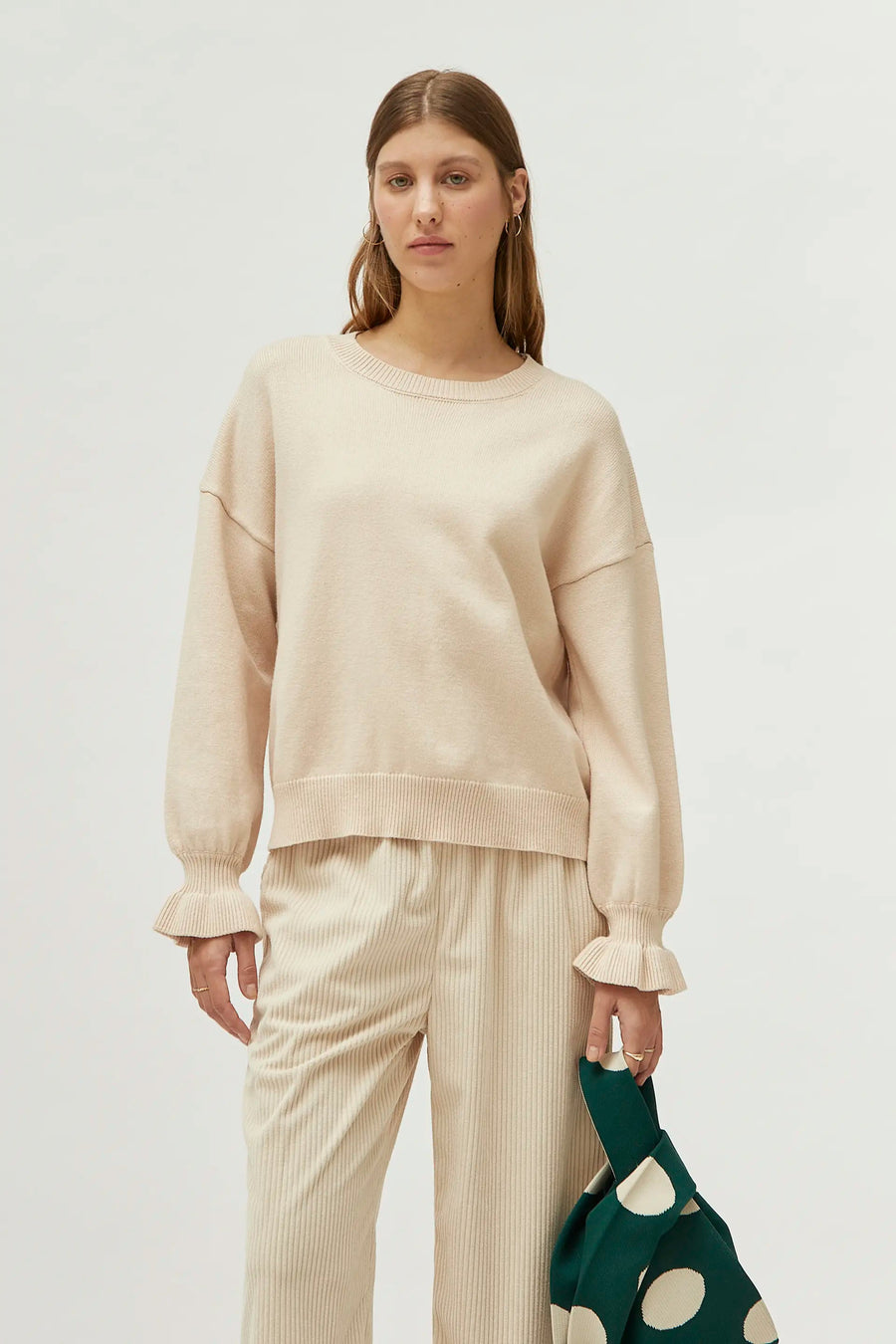 Beige cuff detail sweater