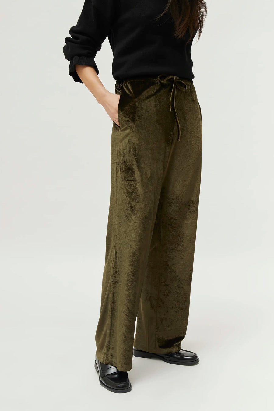 Green velvet pants