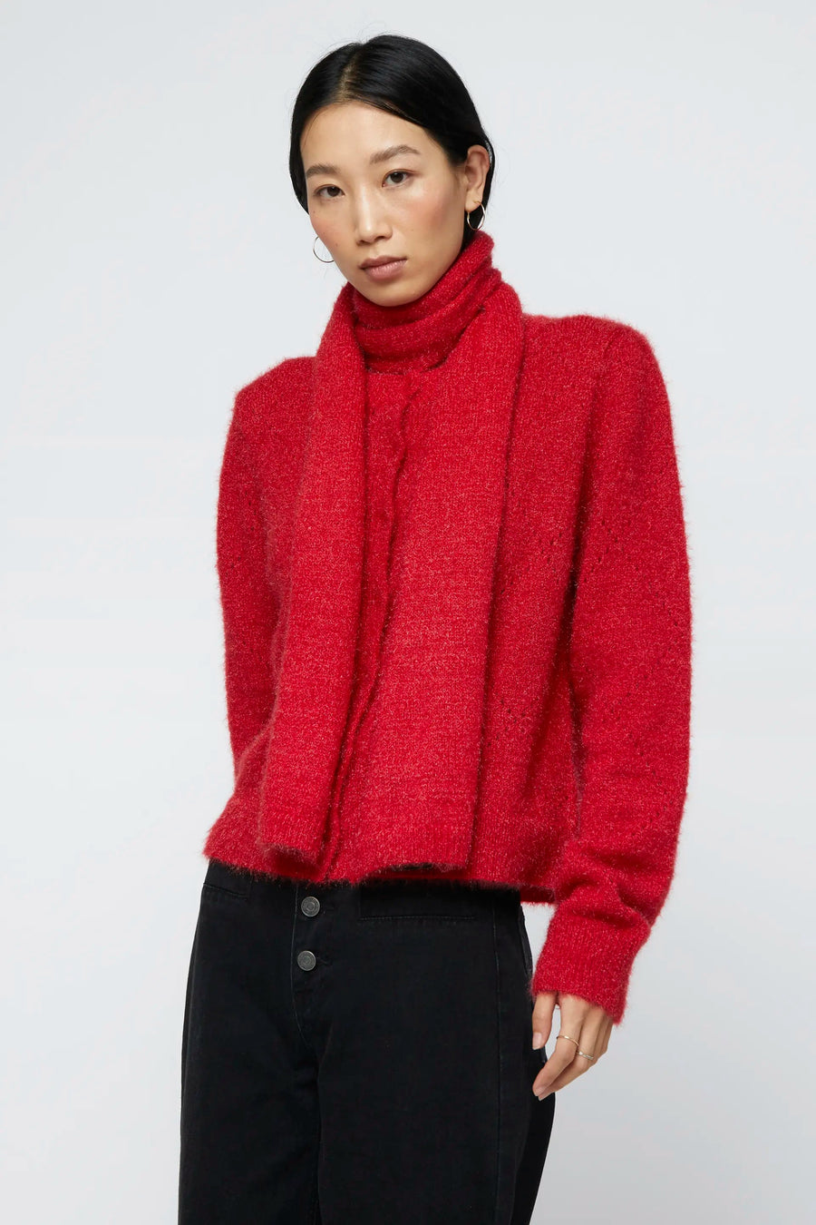 Red soft knit scarf