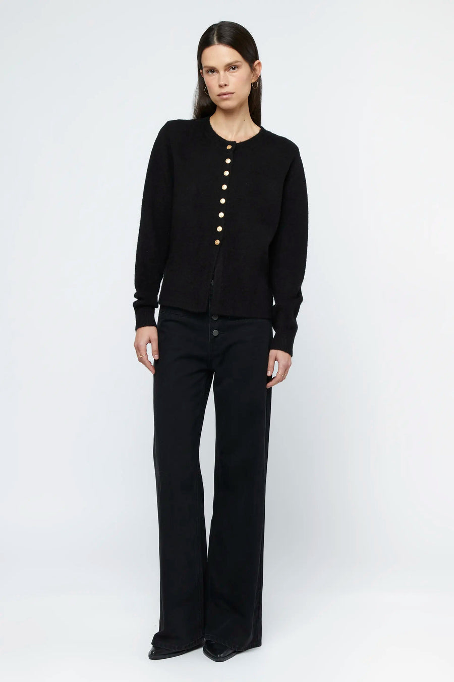 Black jewel button cardigan