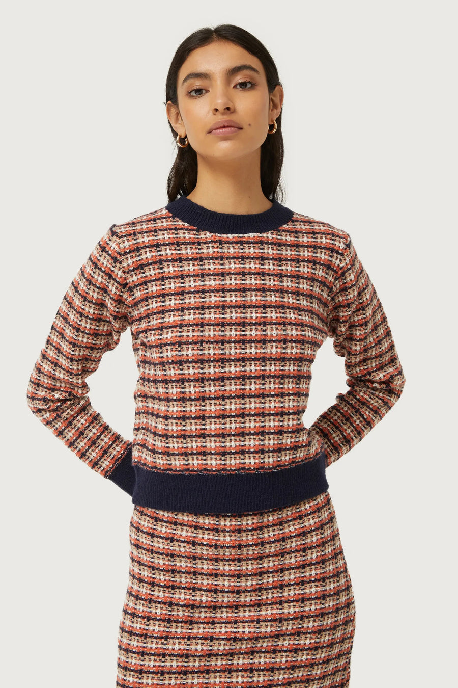 Checkered knitted sweater