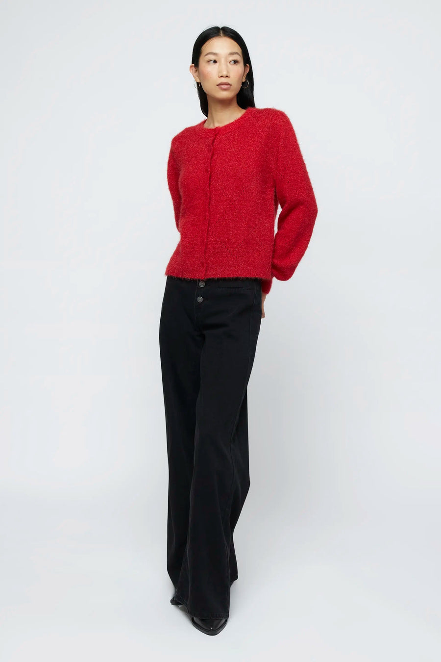 Red soft knit cardigan