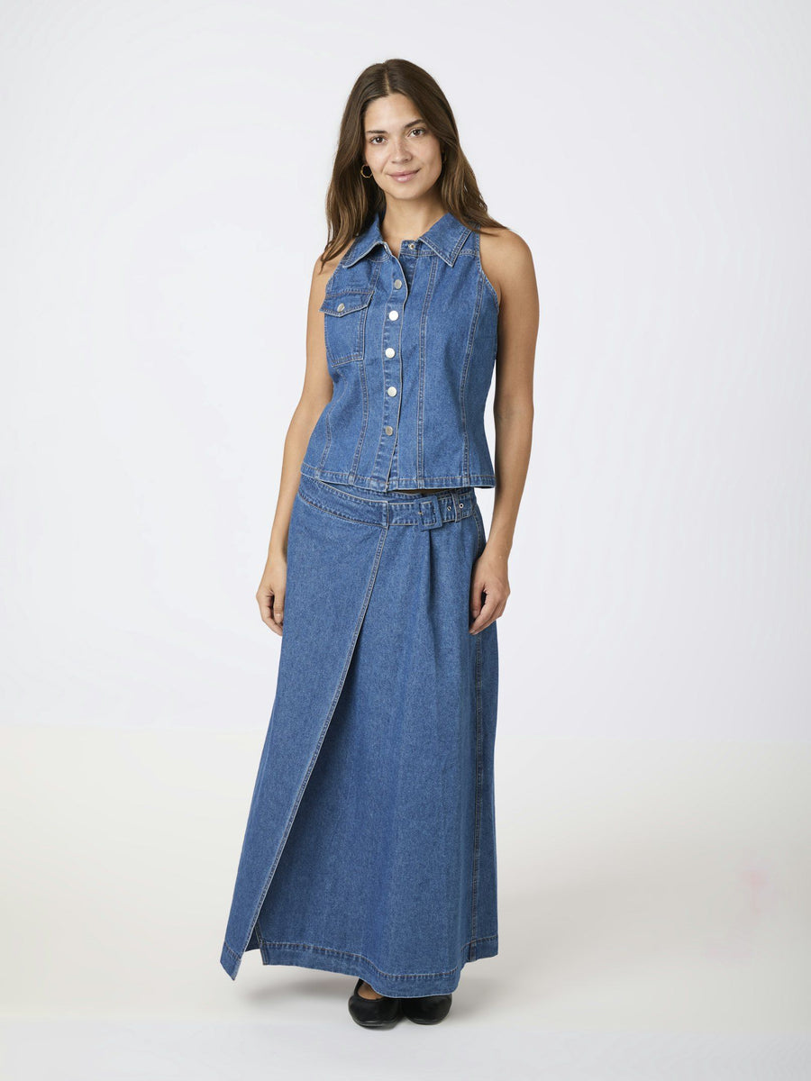 Nina Wrap Denim Skirt