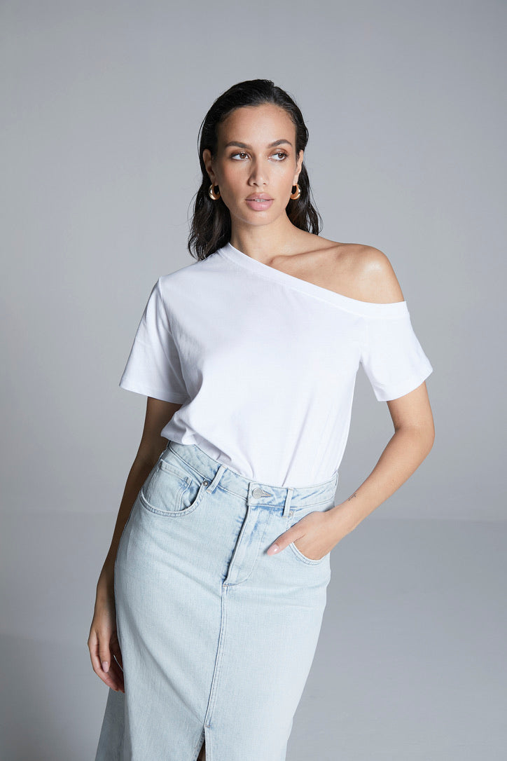 Off Shoulder Tee White