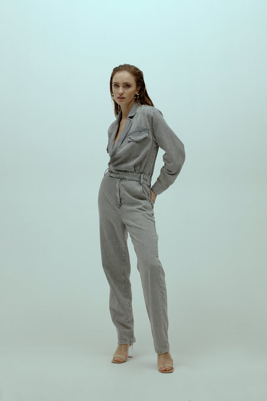 Cross Over Jumpsuit Mid Grey