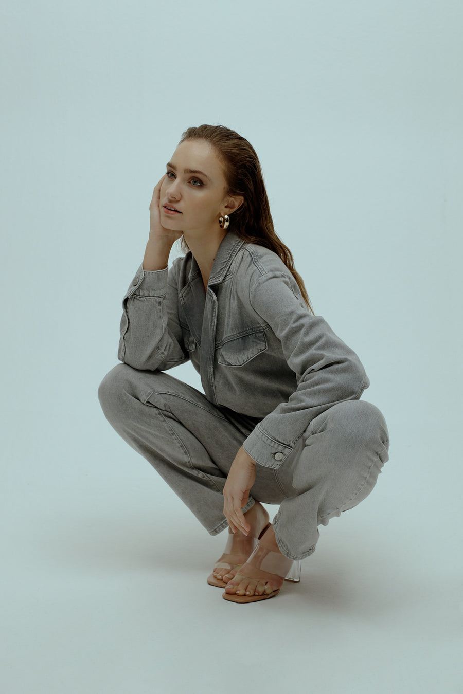 Cross Over Jumpsuit Mid Grey