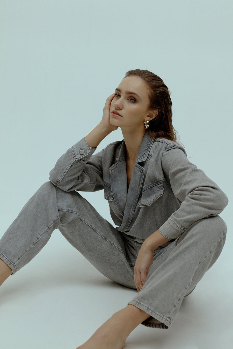 Cross Over Jumpsuit Mid Grey